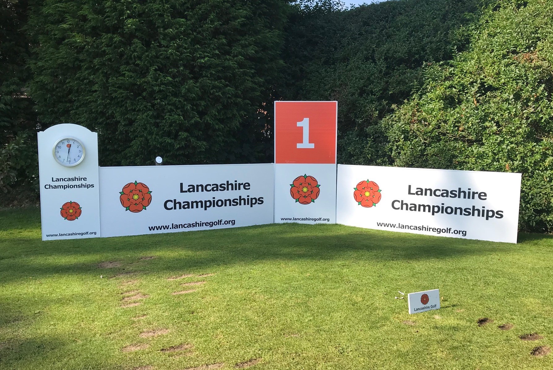Golf, signage, on-course, branding, sponsors, Lancashire, Championship