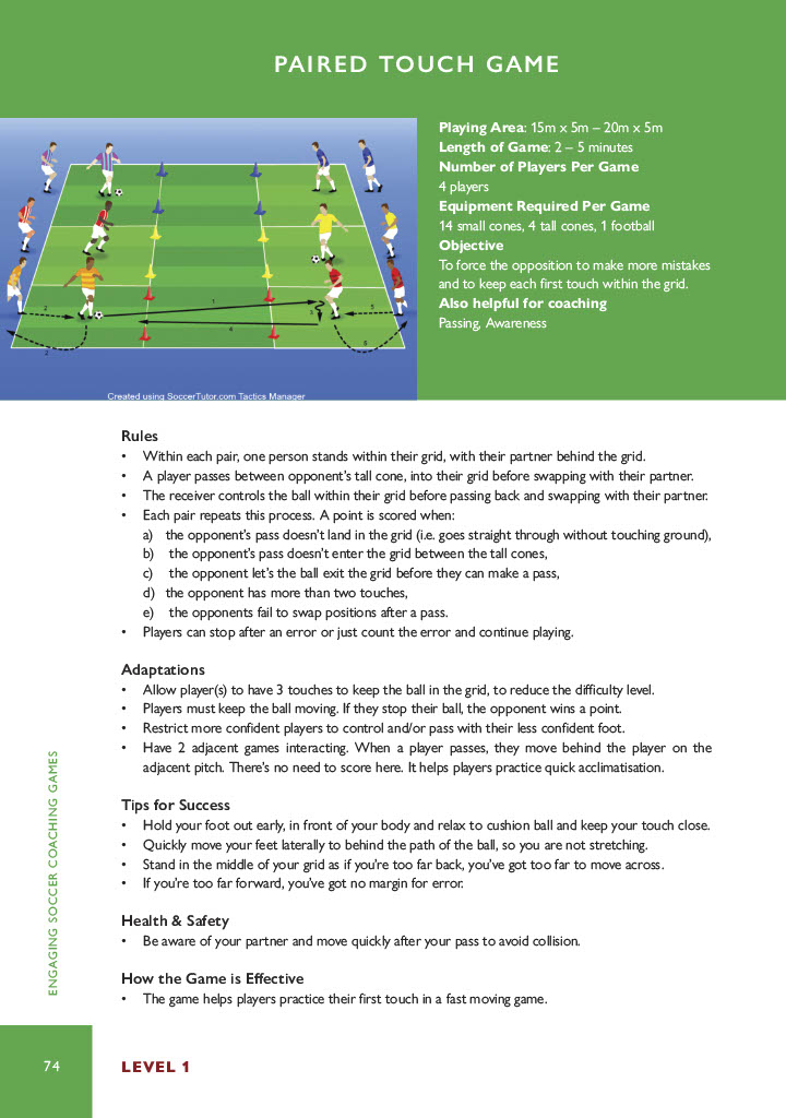 A first touch game allowing players to practice their first touch and moving after passing.