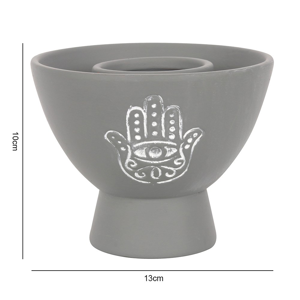 Smudge bowl Hamsa hand grey terracotta