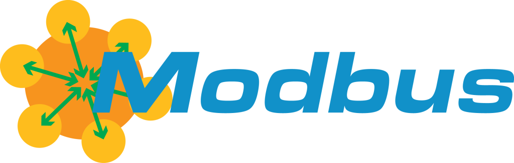 The logo for Modbus, a communication protocol used for transmitting information.