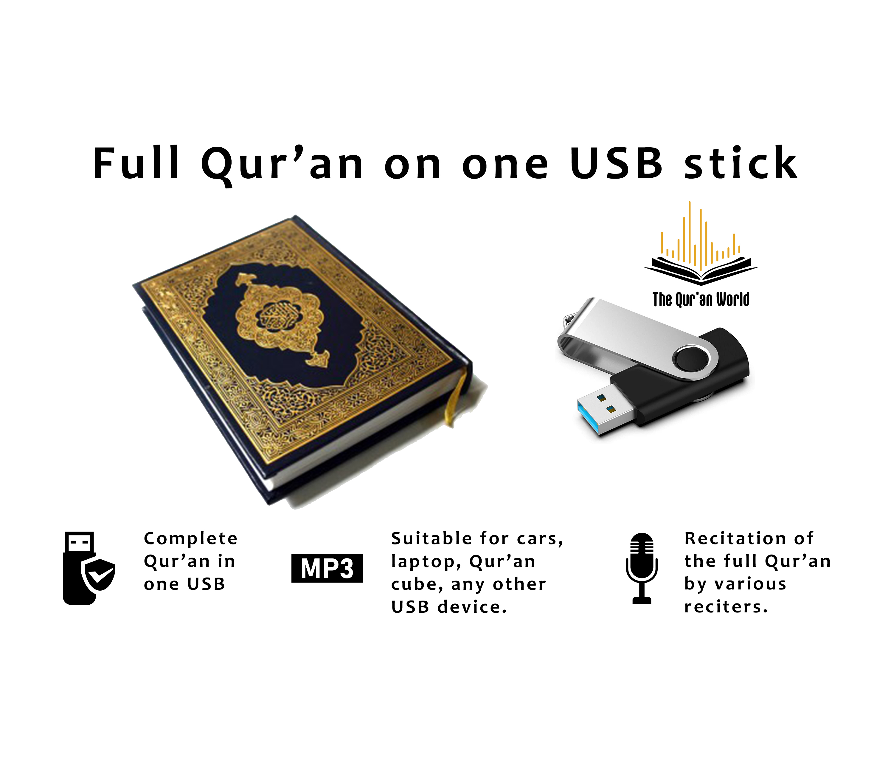 Beautiful Qur'an Recitation on USB By Multiple Reciters.