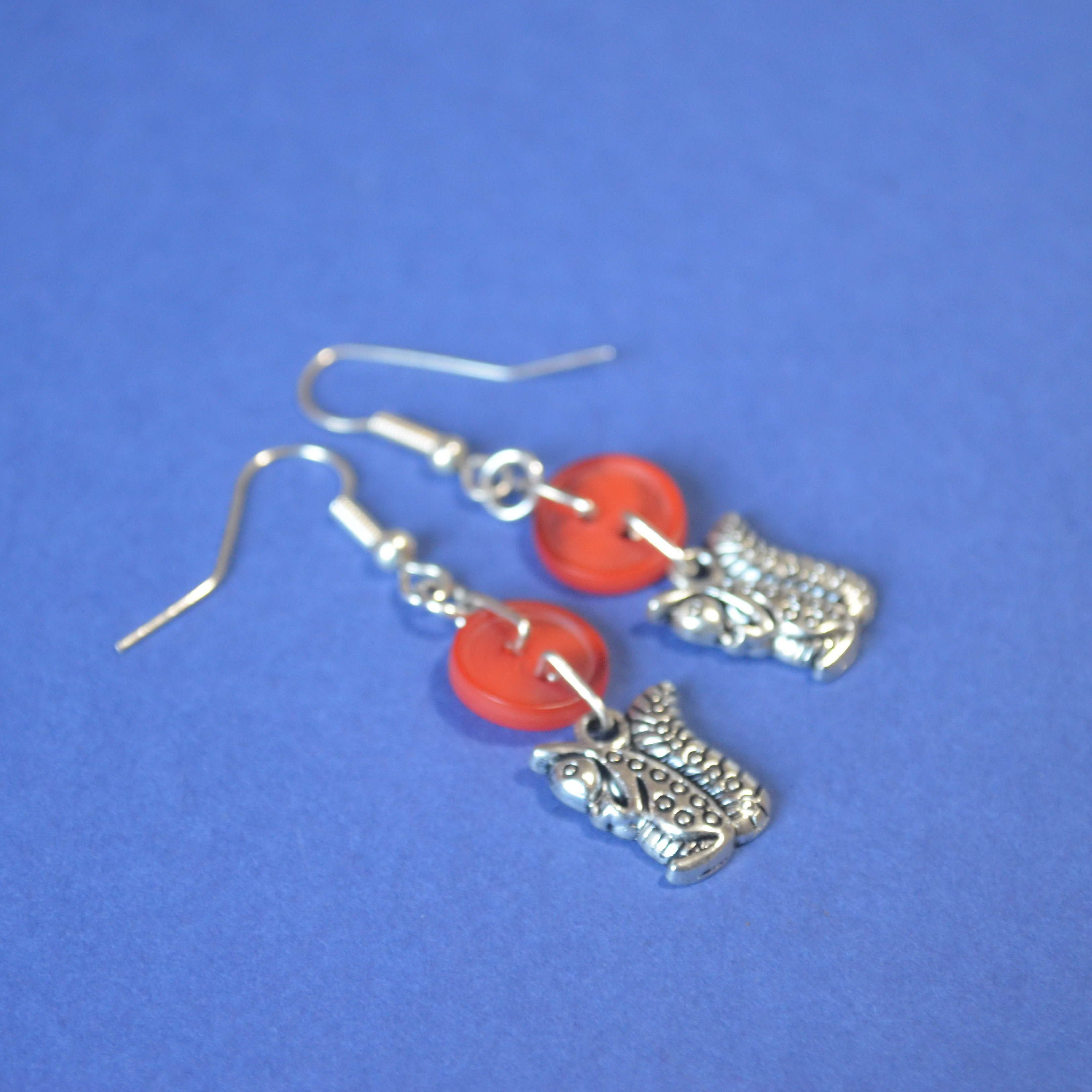 Squirrel One Button Charm Earrings