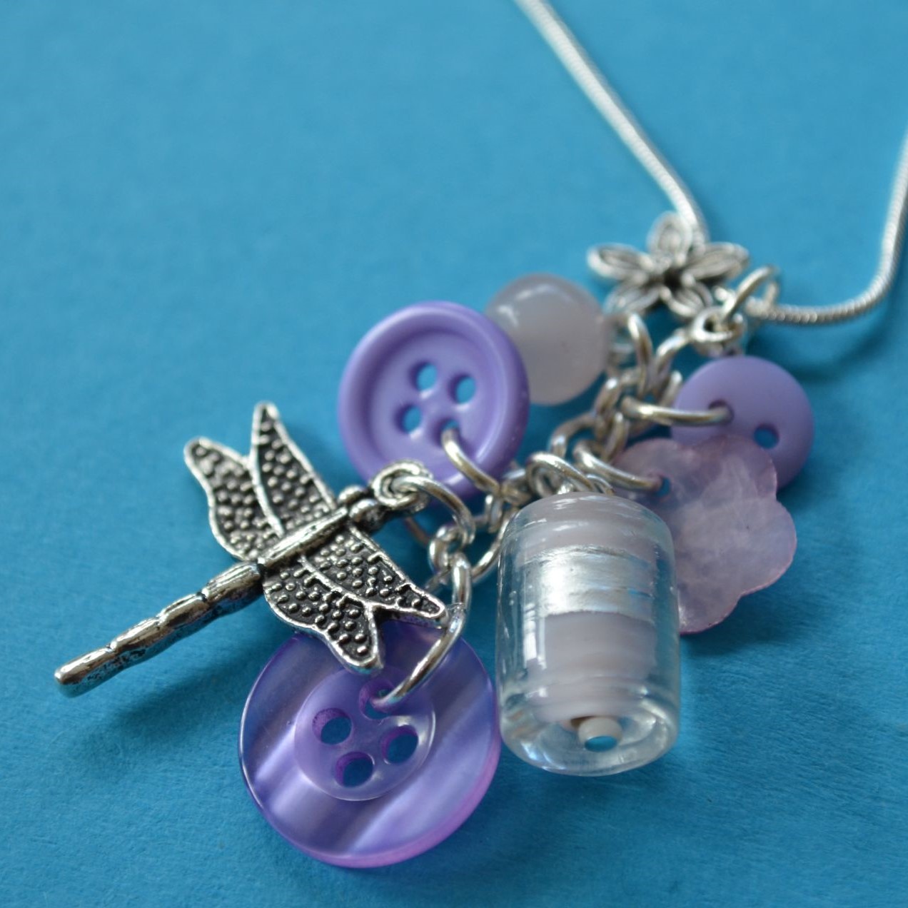 Dragonfly Cluster Button Pendant