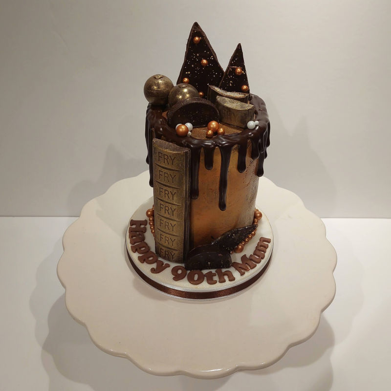 A chocolate drip birthday cake.