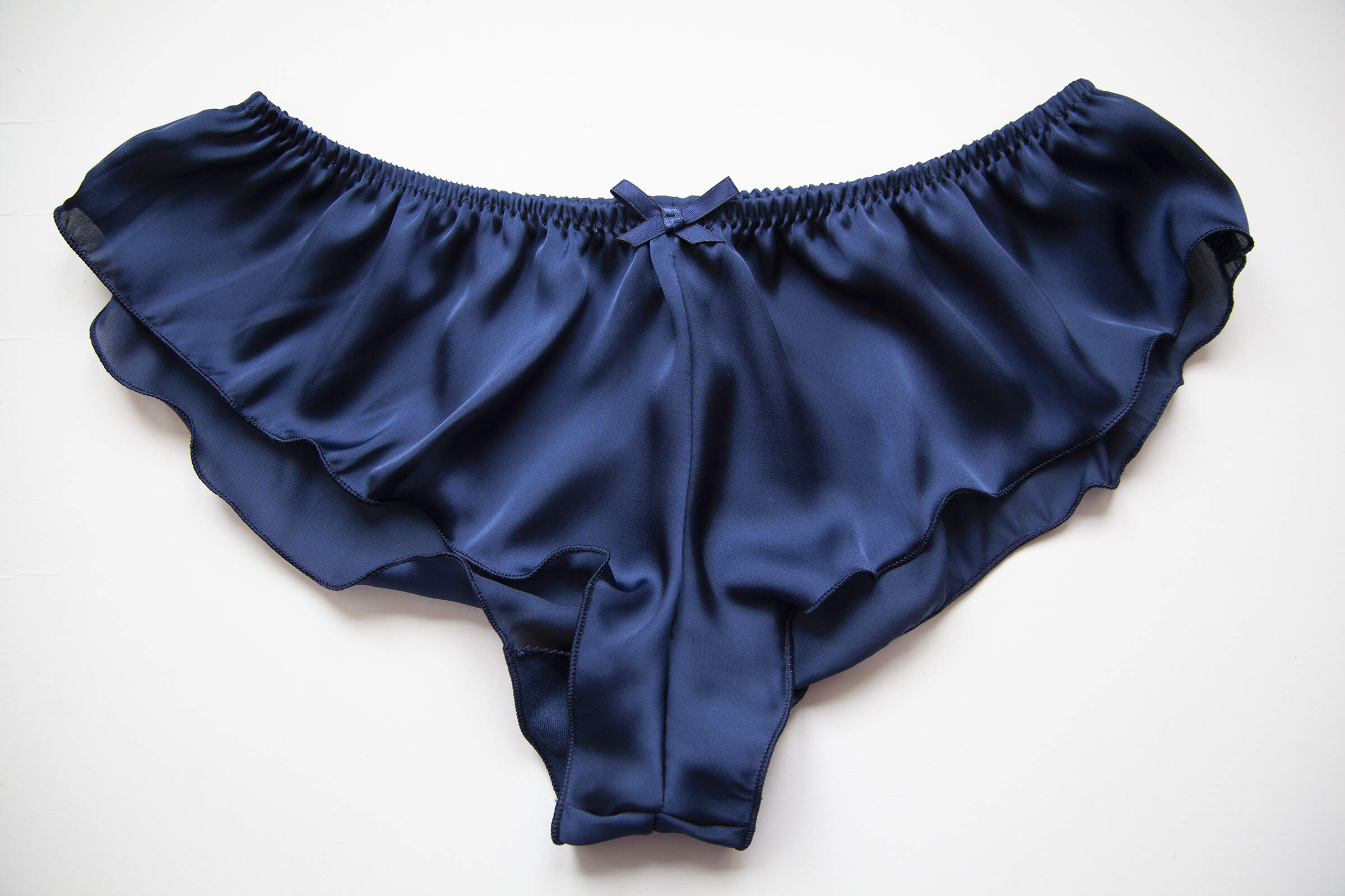 Micro Silky Satin French Knickers Blue With Blue