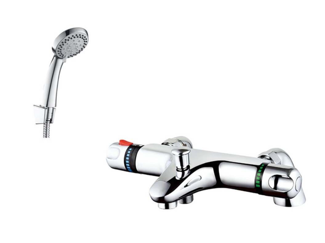 Thermostatic Bath Shower Mixer with Legs, head, hose and holder