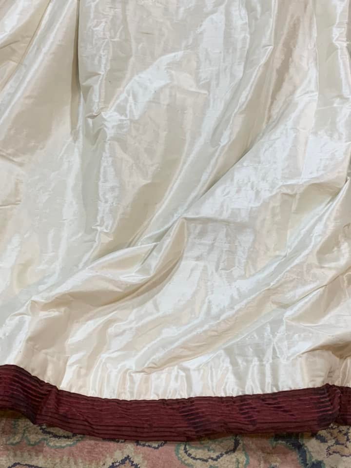 Ivory White Silk Pinch Pleat Interlined Curtains W272 D228