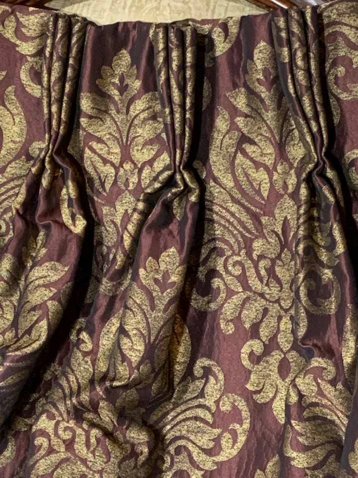 4 Pairs Purple and Gold Pinch Pleat Interlined Curtains