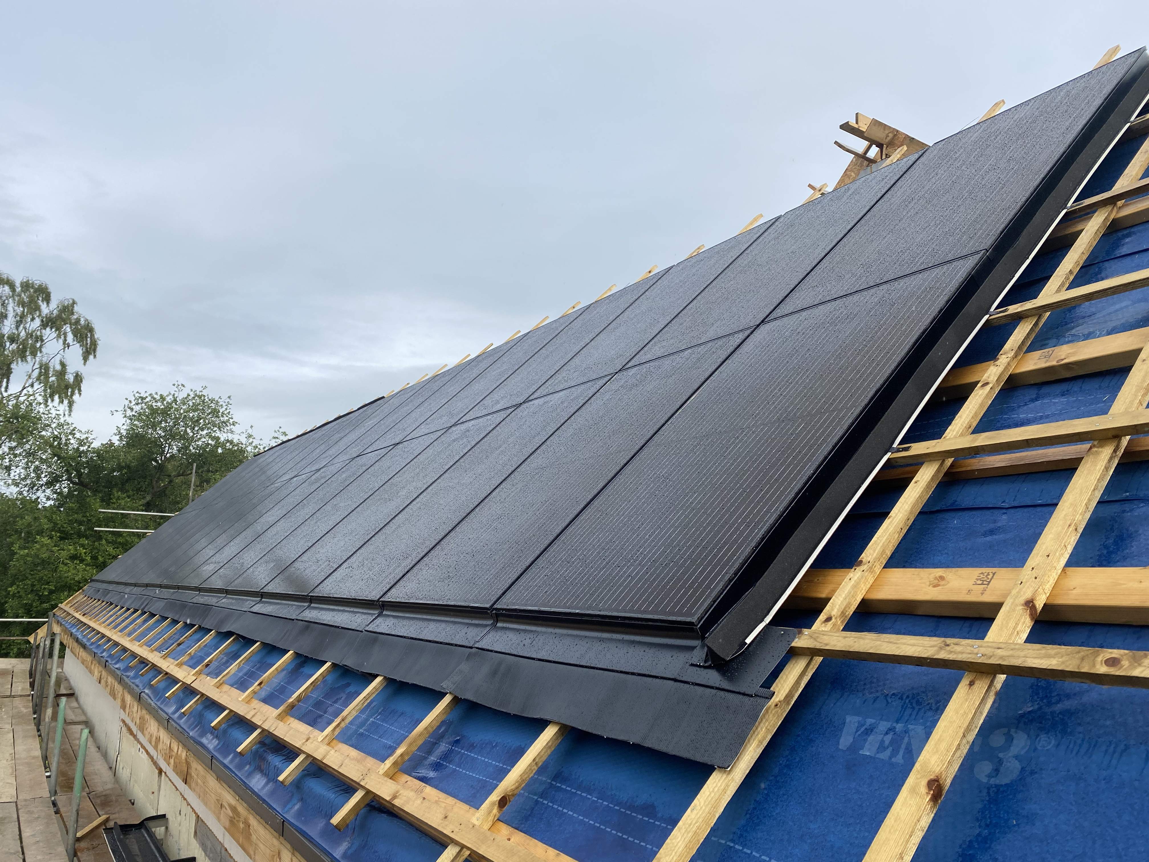 In-roof solar panel installation on new build