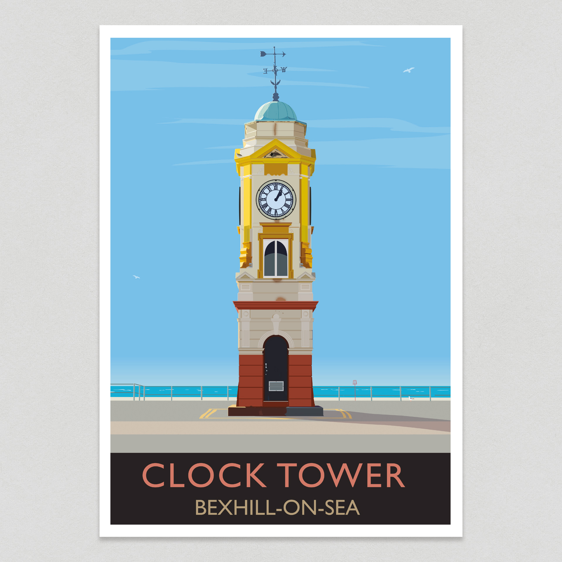 6 x Bexhill Clock Tower Postcards