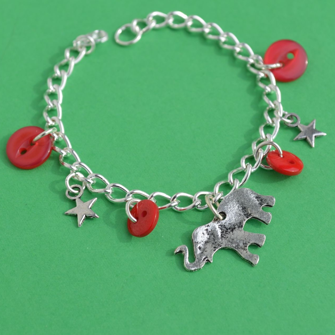 Elephant Child’s Button Charm Bracelet