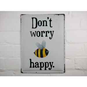Bee Happy metal wall sign