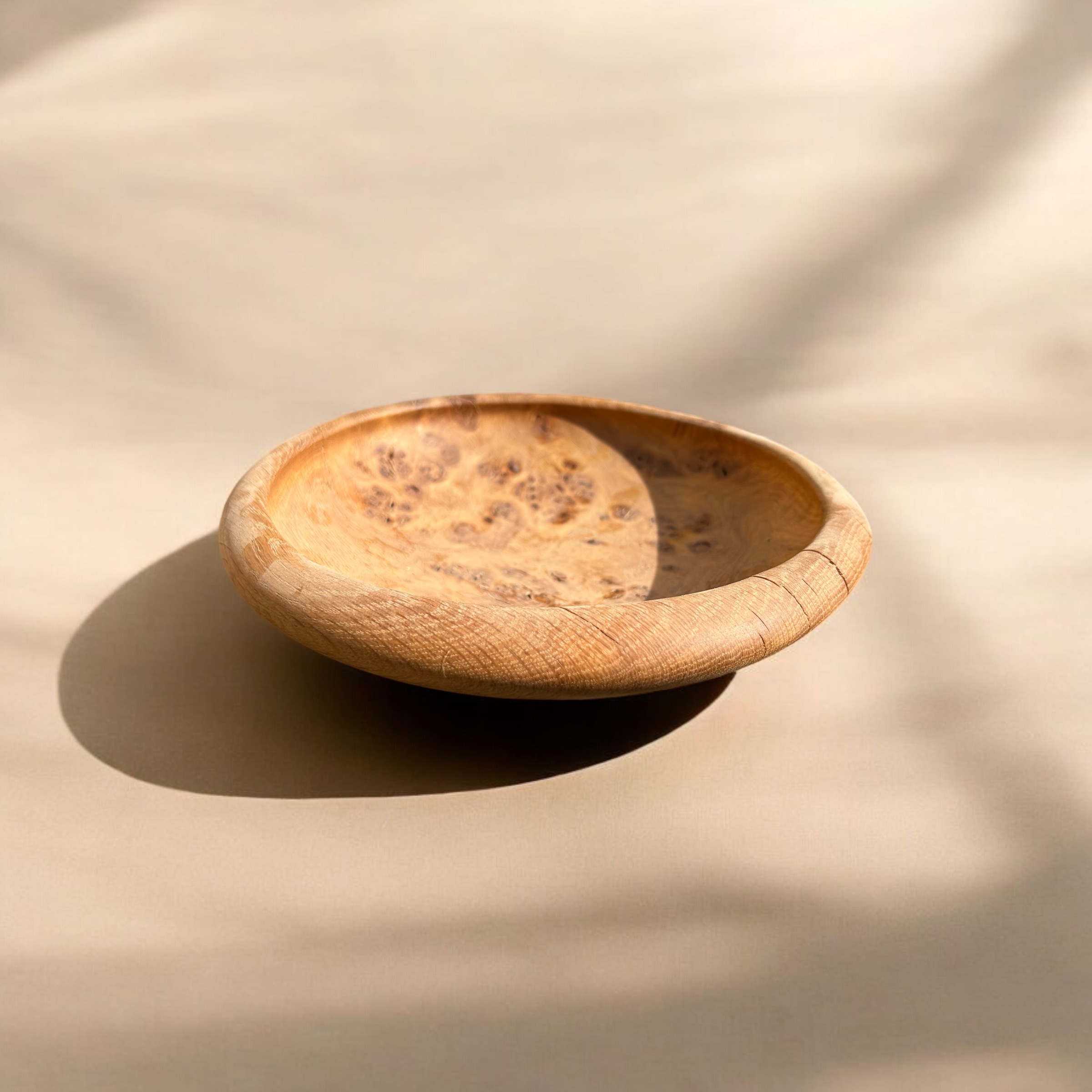 Shallow Oak Burr Bowl