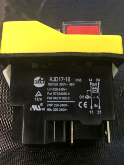 KJD17 220-240V KEDU NVR Switch For Bench Saws Mag Drills Motors YELLOW surround