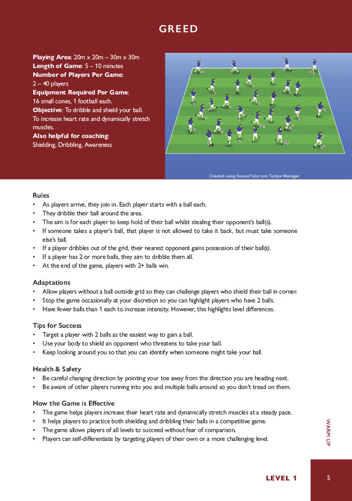 A dribbling warm up that personalises challenge.