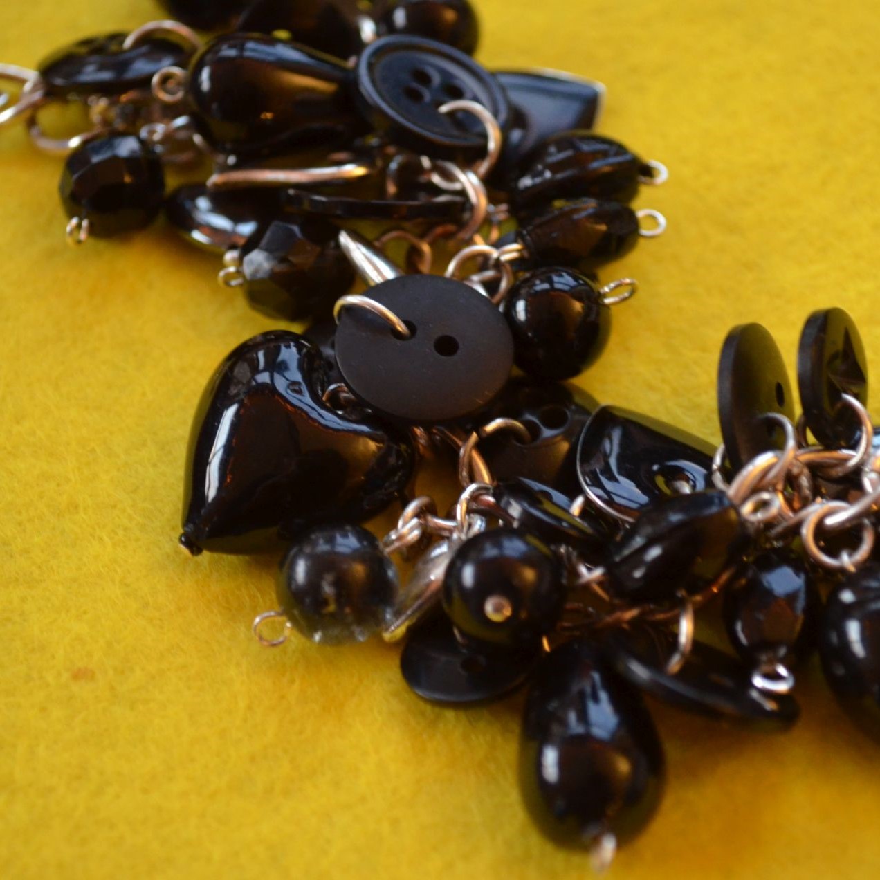 Button, Bead & Heart Charm Bracelet