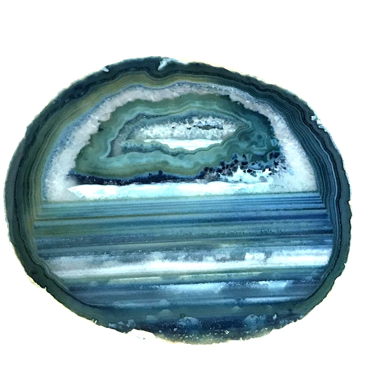 Banded Agate Slice with Druzy pockets