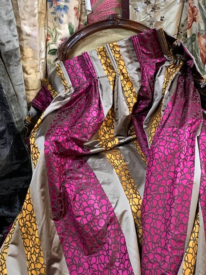2 Pairs Designers Guild Silk Mix Pinch Pleat Curtains
