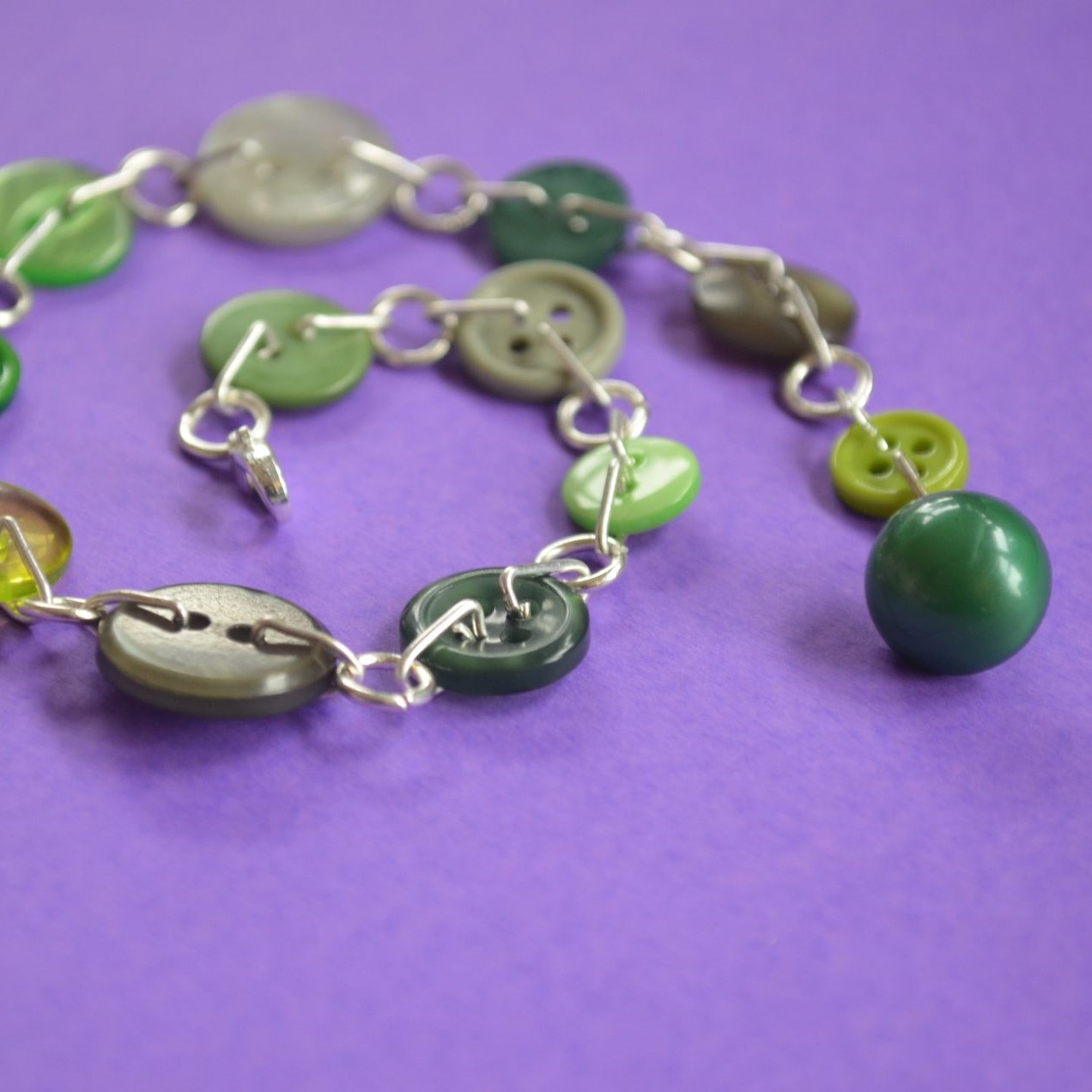 Green Button Chain Bracelet