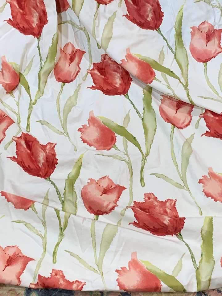 Large Harlequin 'Tulips' Single Pinch Pleat Curtain W165 D229