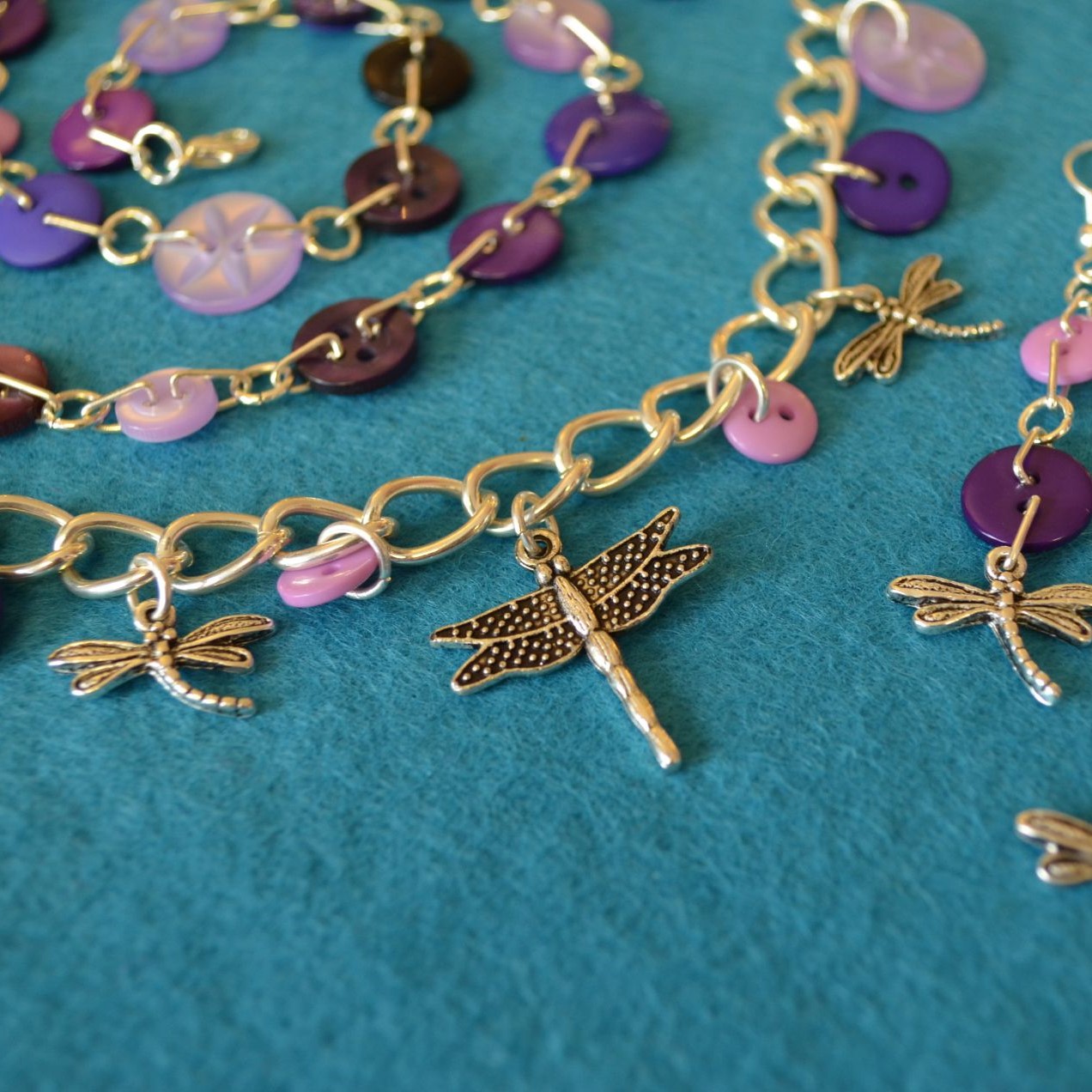 Purple Button Chain Necklace