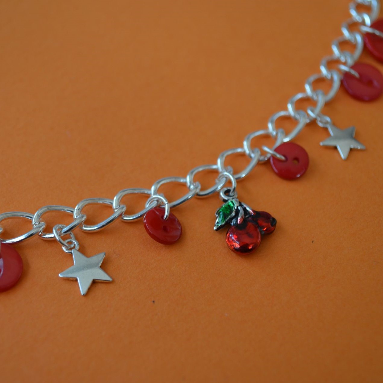 Cherry Button Charm Bracelet