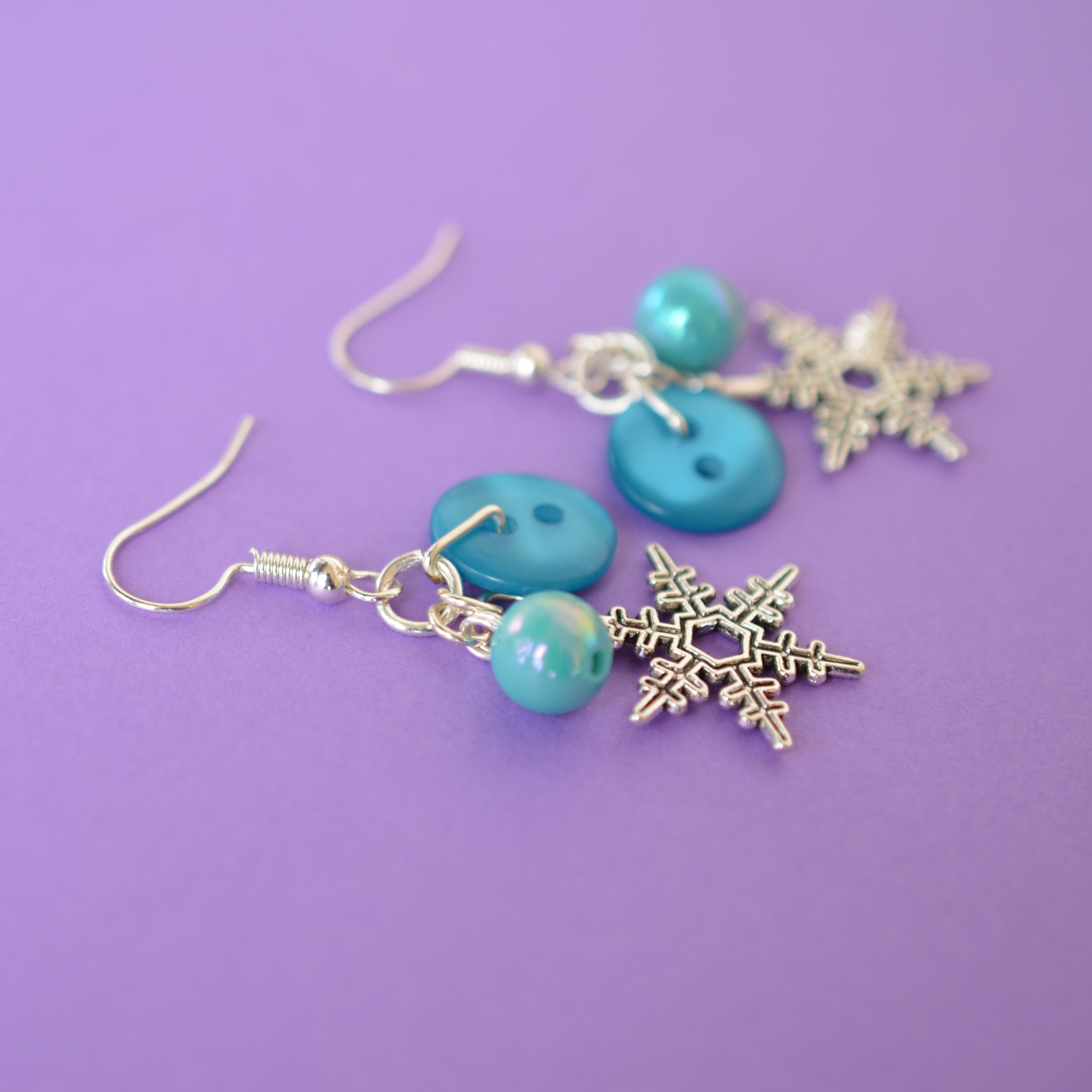 Turquoise Snowflake Cluster Charm Earrings