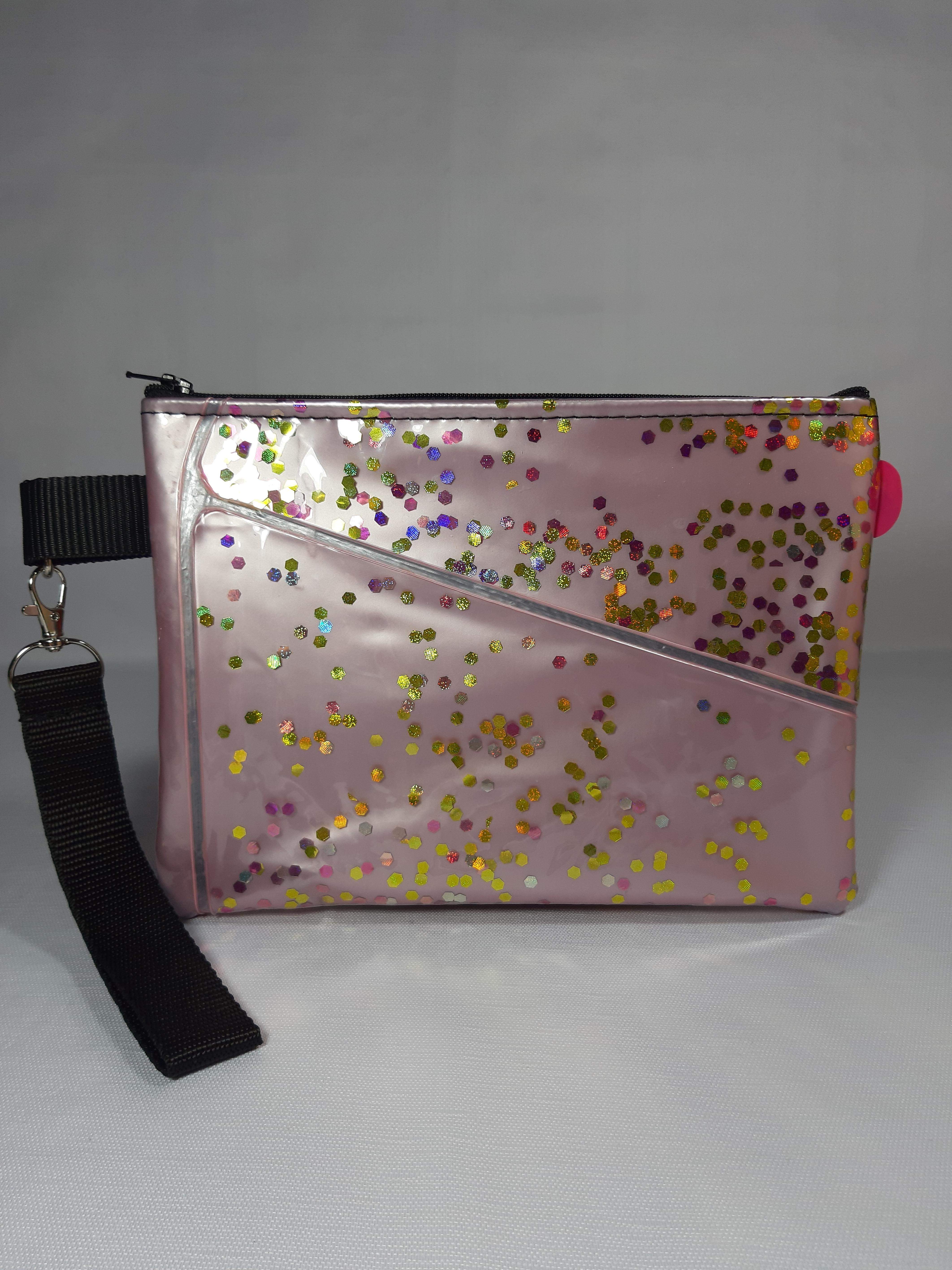 Pink Glitter Clutch Bag