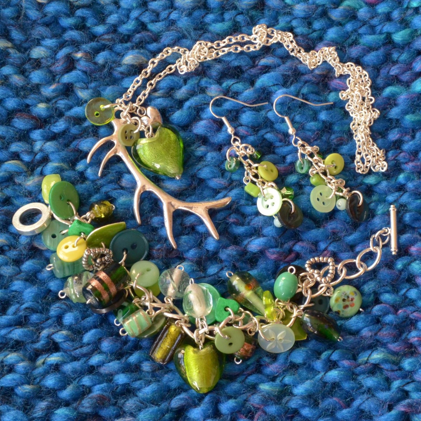 Bright Green Long Antler Necklace