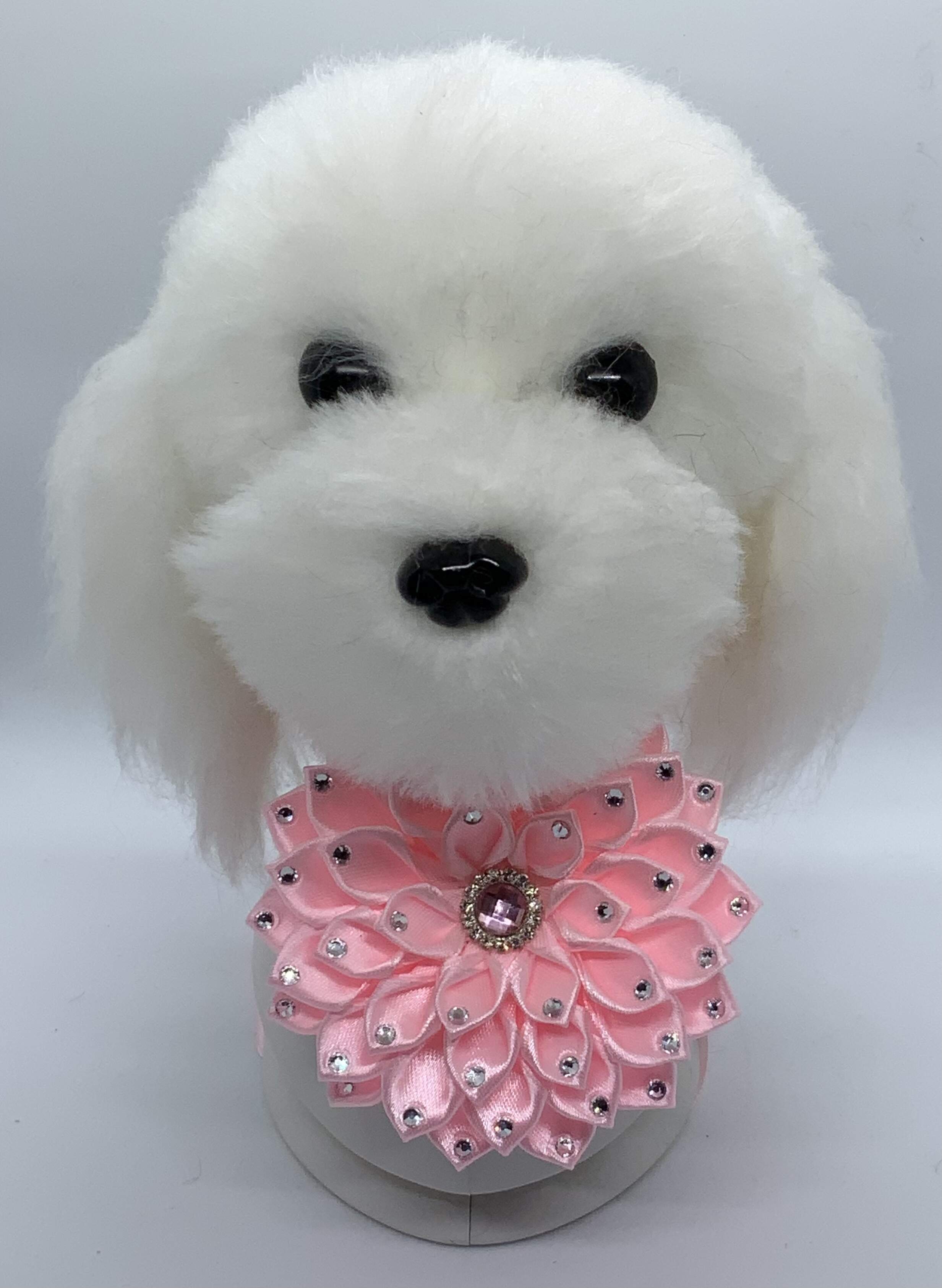 Satin Kanzashi style decorative dog collars (10cm flower)