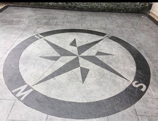 Hand drawn compass for larger areas