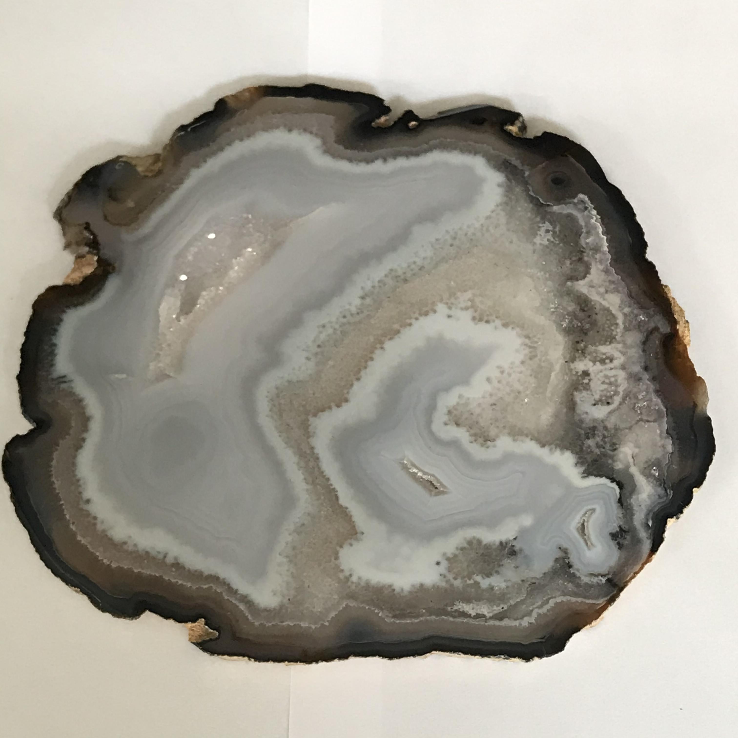 Natural Blue Lace Agate Slice with druzy pockets