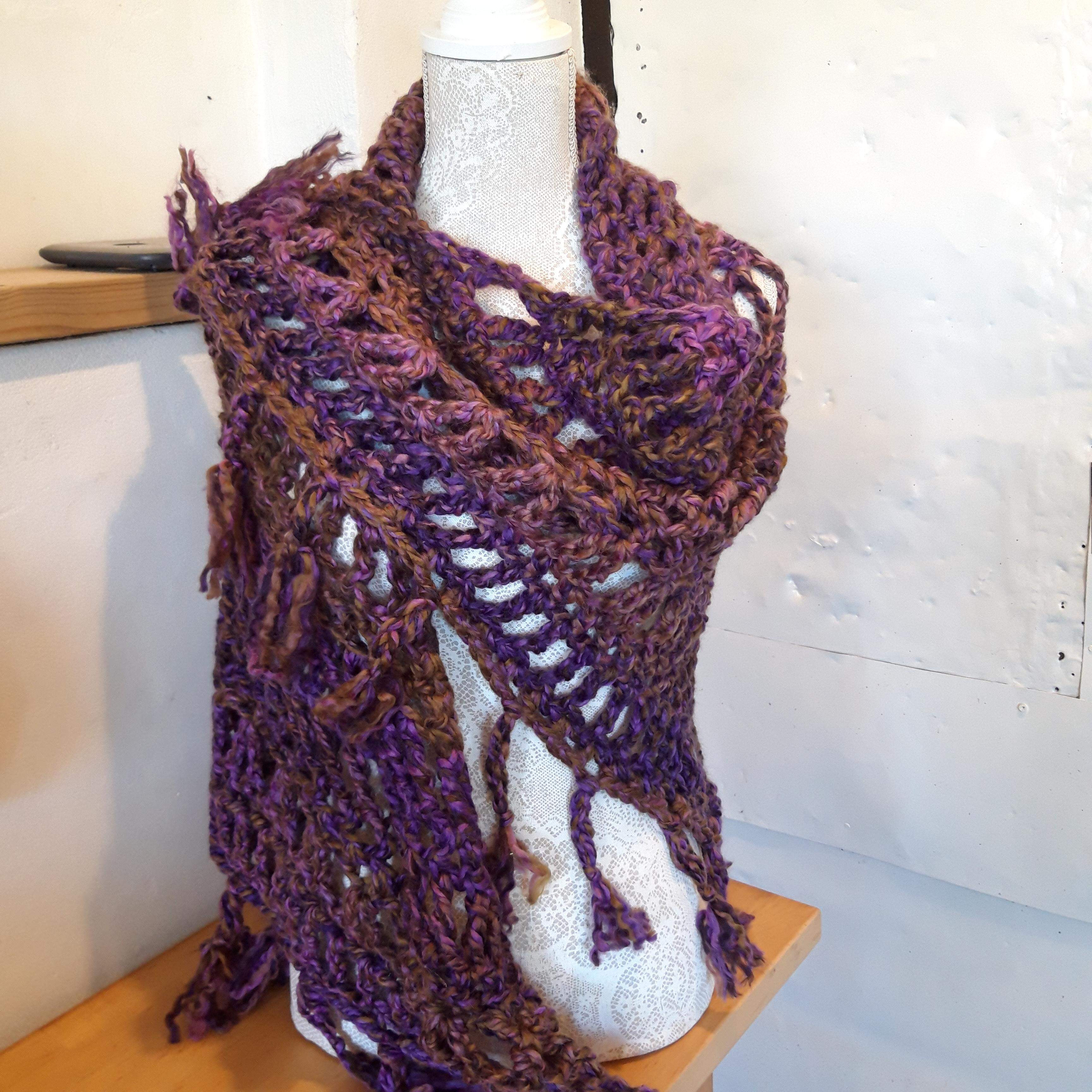 Hand knitted Purple Shawl