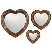 Mango wood heart mirrors