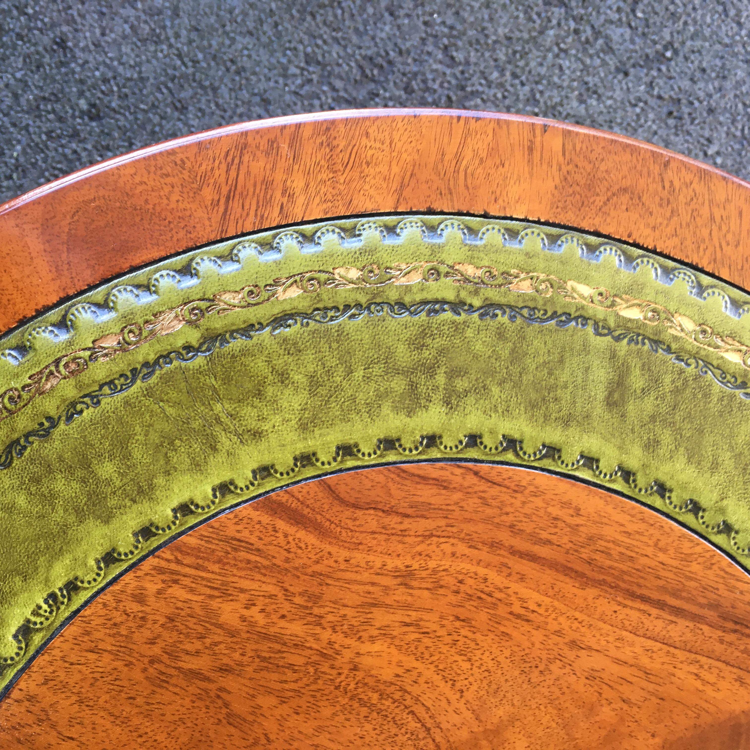 Pair of 20th Century Mahogany Tables with Leather Inset with Glass Tops