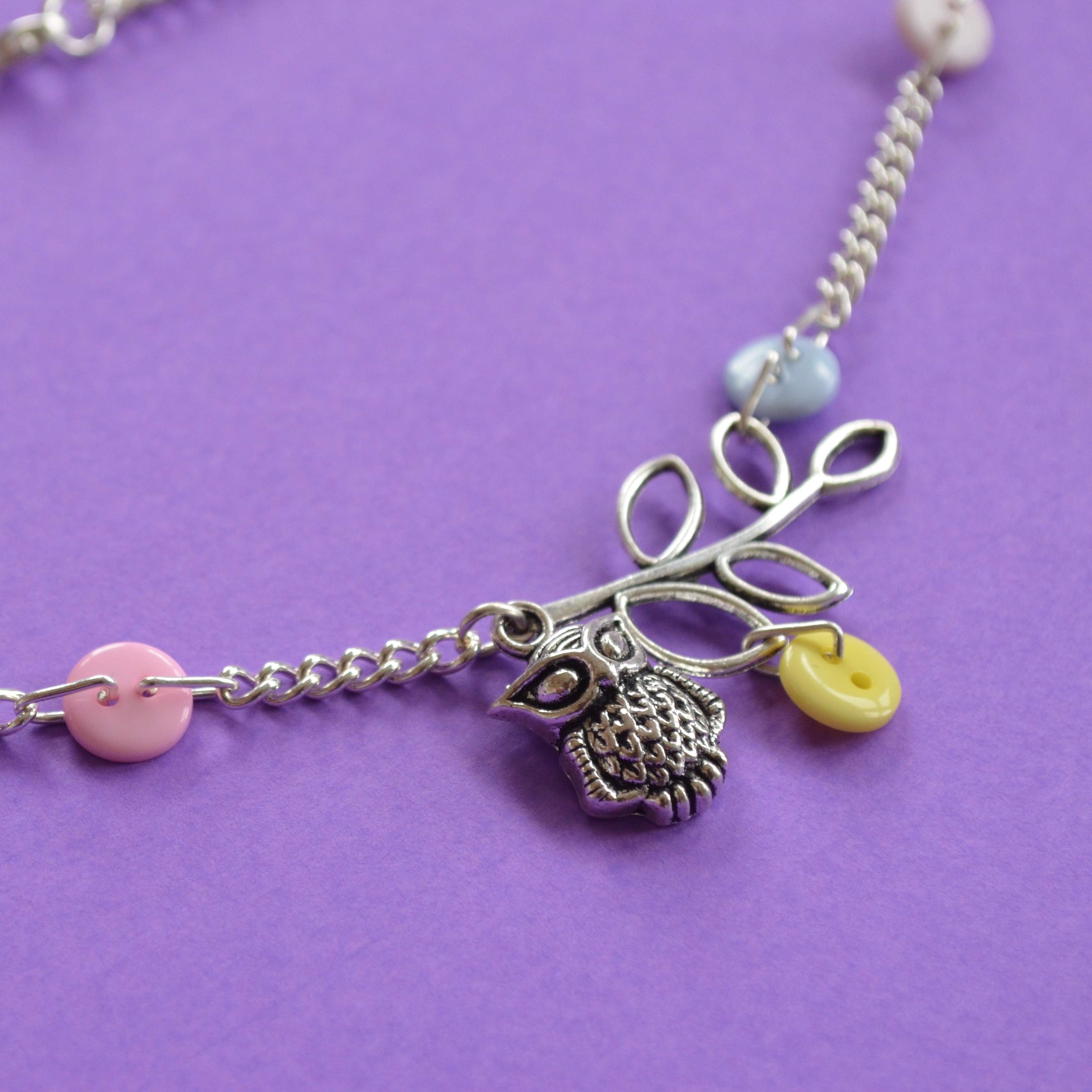Owl & Leaves Necklace (Choice of Colours)