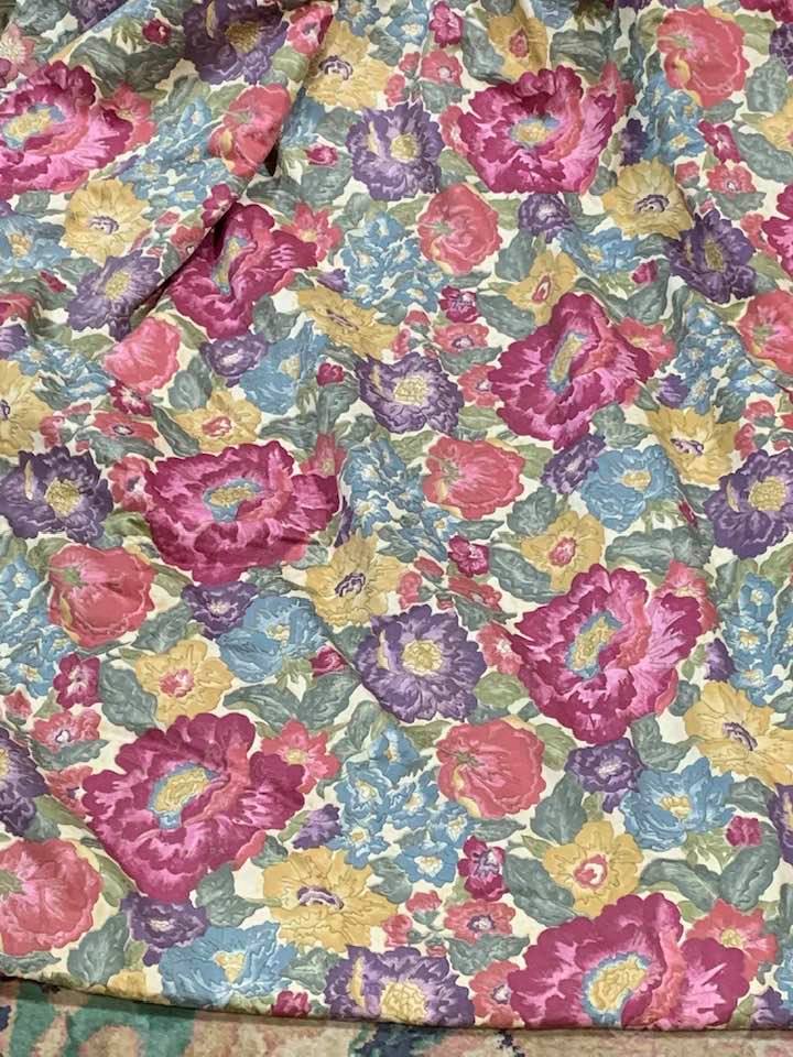 Pretty Floral Interlined Pencil Pleat Curtains W195 D230
