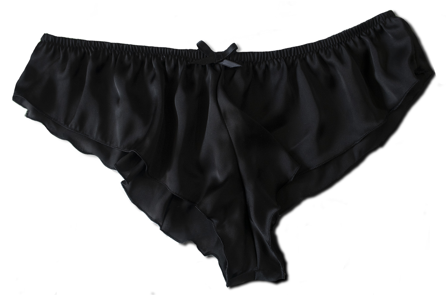 Micro Silky Satin French Knickers - Black