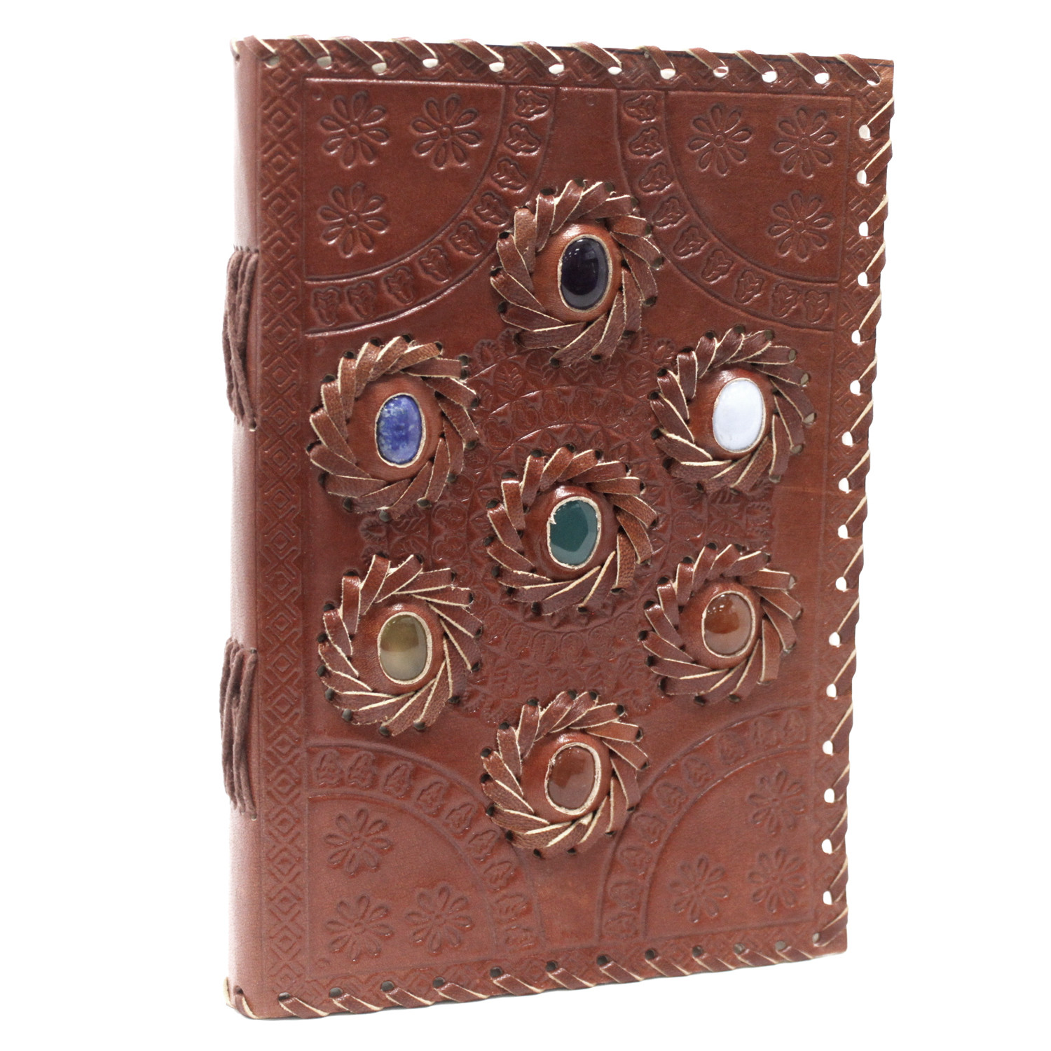 Leather Chakra Stone Notebook (6x9")
