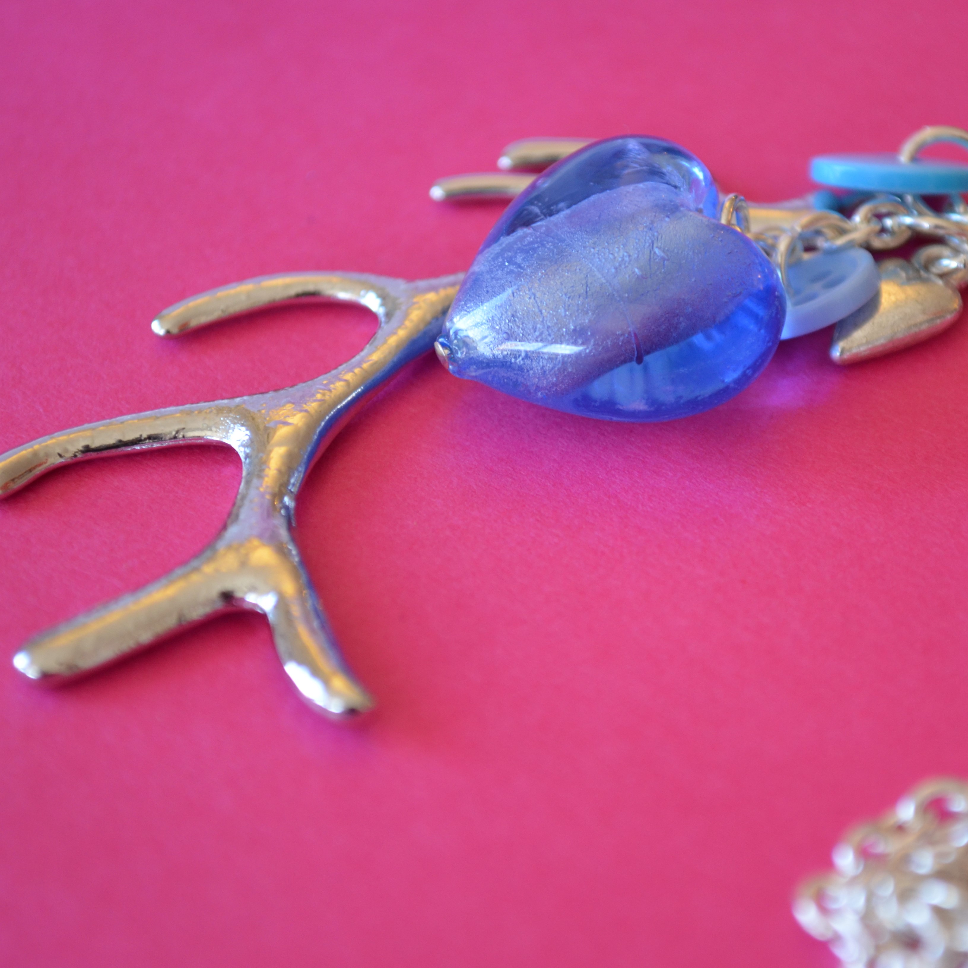 Bright Blue Long Antler Necklace