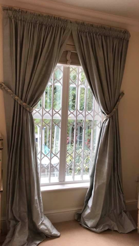 Exquisite Light Blue Silk Interlined Curtains (Made for Pole)