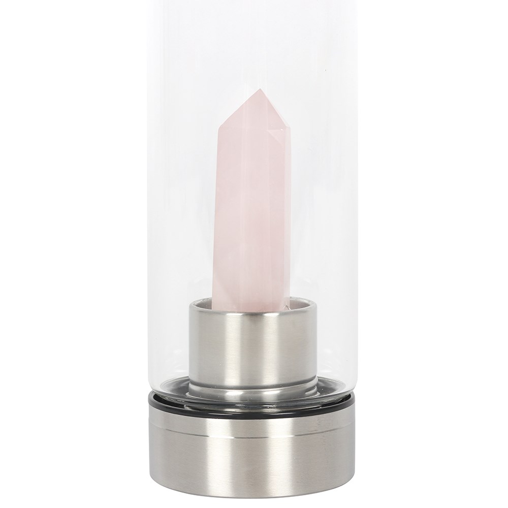 ROSE QUARTZ  Crystal (PURIFYING) GLASS WATER BOTTLE
