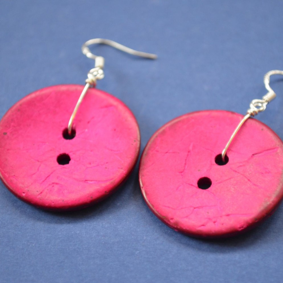 Pink Single Button Earrings