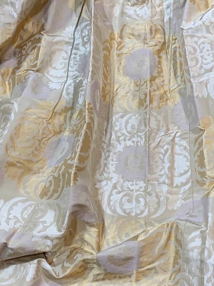 3 Pairs Long Cream Silk Mix Pinch Pleat Interlined Curtains