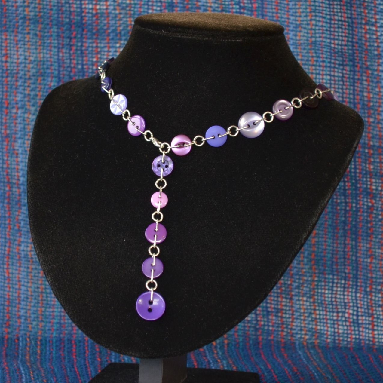 Purple Button Chain Necklace