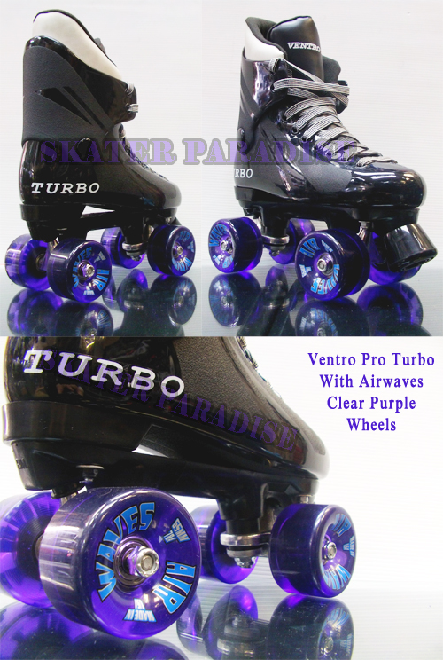 VENTRO PRO QUAD ROLLER SKATE Air Waves Clear Purple Wheels