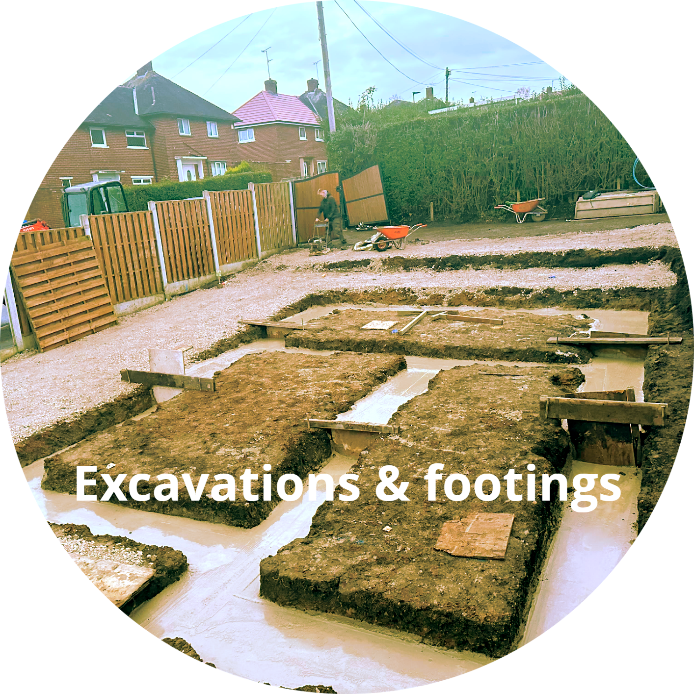 Excavations and footings for building works