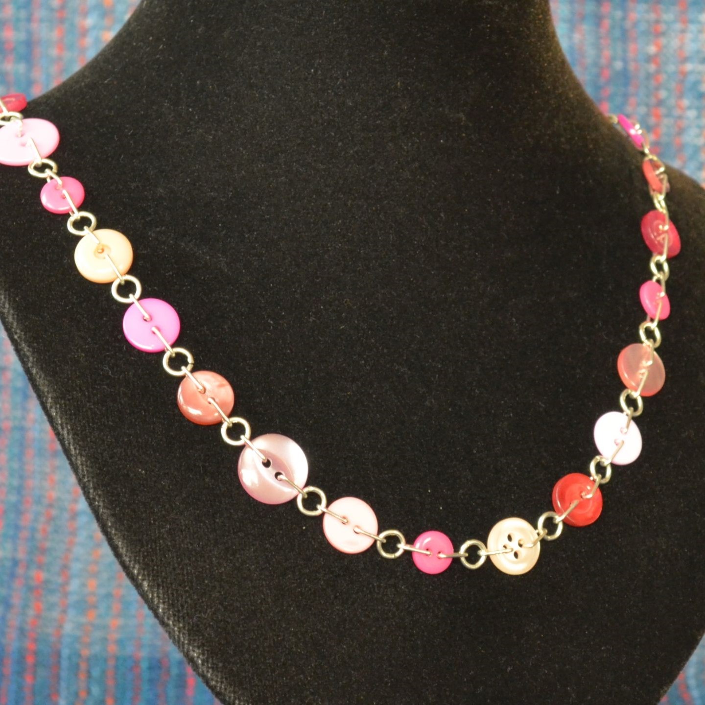 Pink Button Chain Necklace