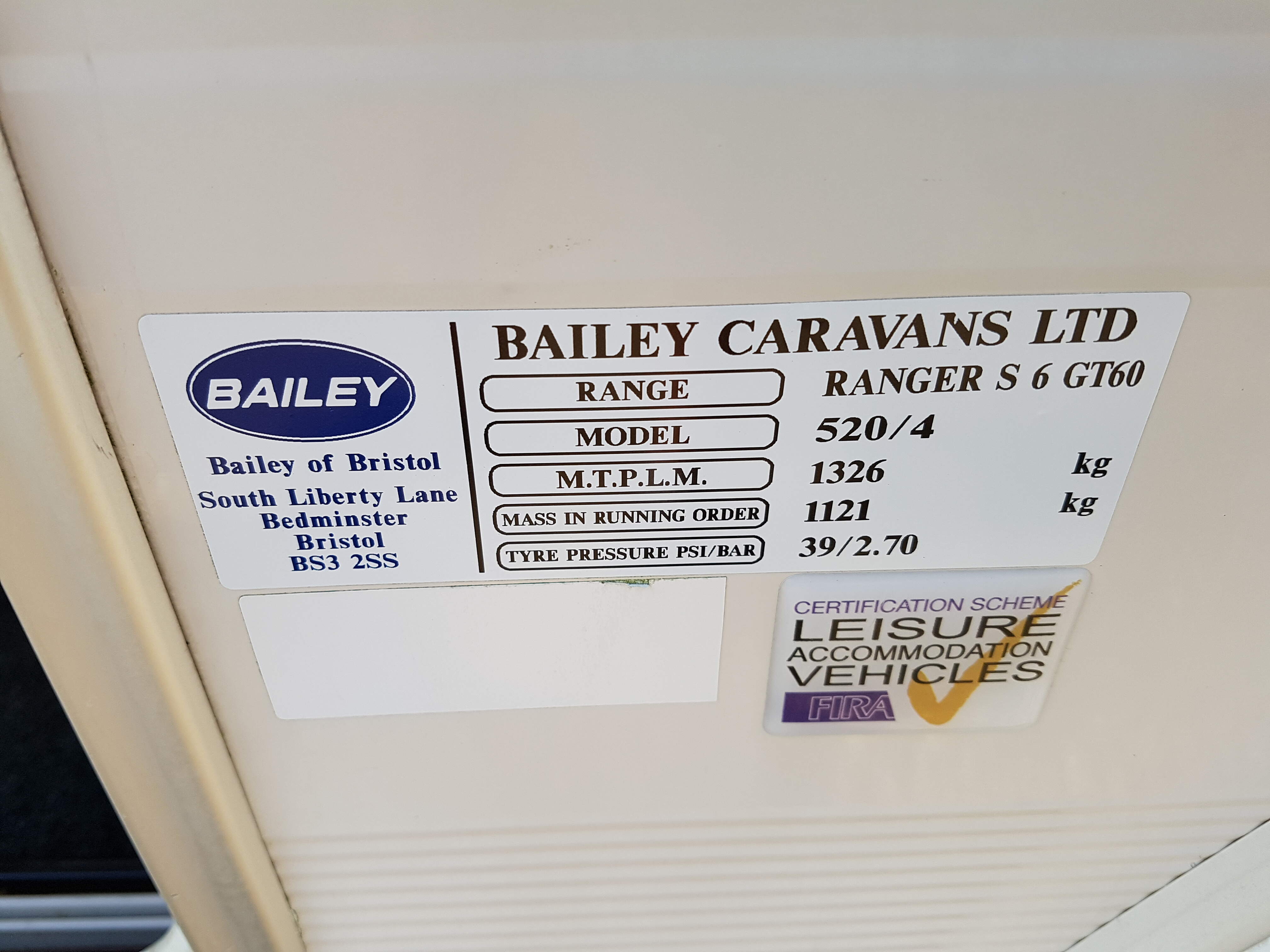 NOW SOLD 2009 Bailey Ranger GT60 520-4, 4 Berth FIXED BED Lightweight Caravan with Motor Mover