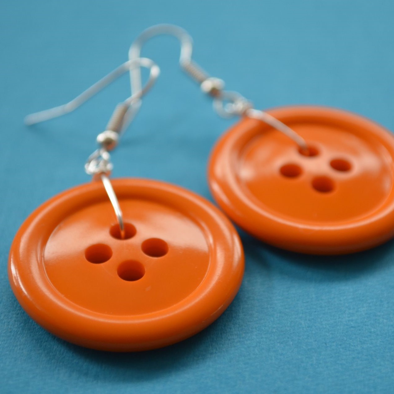 Orange Single Button Earrings